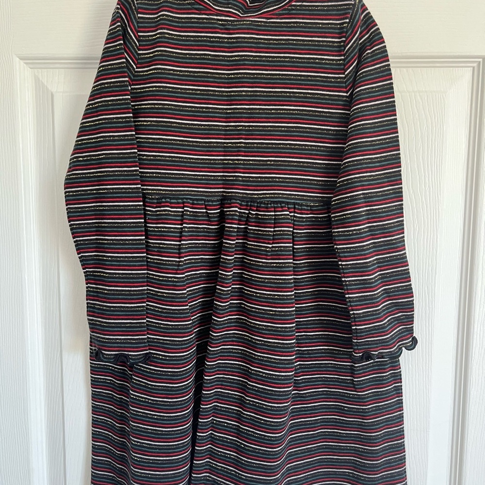 Hanna Andersson Black and Red Striped Dress Size 5 110 cm - Like New